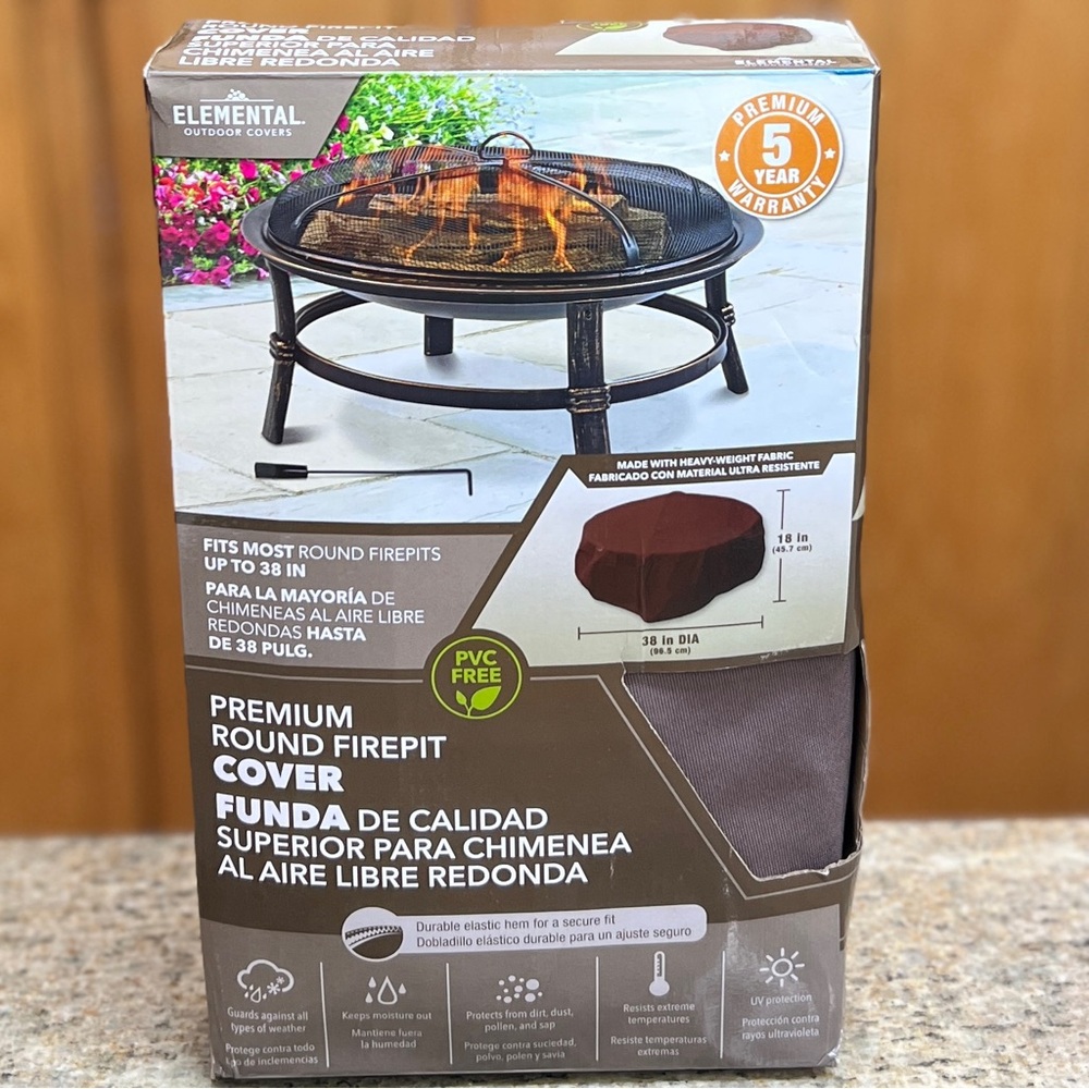 Brand New Brown Heavy Duty Round Firepit COVER ONLY